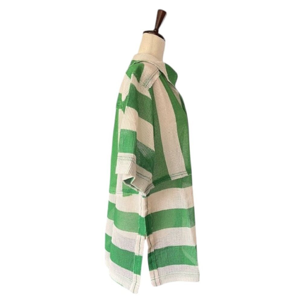 WE THE FREE Del Mar Cabana Button Down Cover Up Shirt Striped Green White Small - Picture 12 of 16